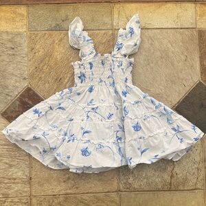 Hill House The Baby Ellie Nap Dress- Blue Botanical print